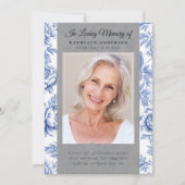 Blue Toile Photo Memorial Service Programma (Voorkant)