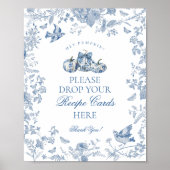 Blue Toile Pumpkin French Fall Share a Recipe Sign Poster (Voorkant)