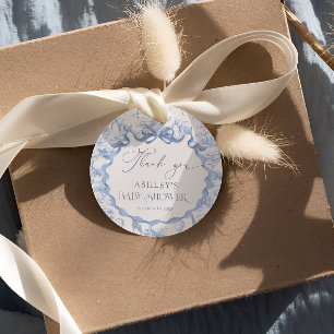 Blue Toile Safari Animal Baby shower Bedankt Bedankjes Labels