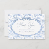 Blue Toile Safari Animaux Baby shower Merci (Devant)