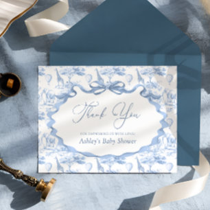 Blue Toile Safari Animaux Baby shower Merci