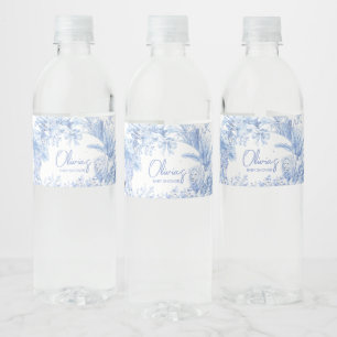 Blue Toile Safari Baby shower Waterfles Etiket