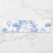 Blue Toile Safari Baby shower Waterfles Etiket (Enkel label)