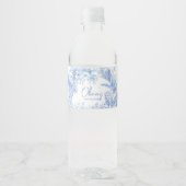 Blue Toile Safari Baby shower Waterfles Etiket (Voorkant)