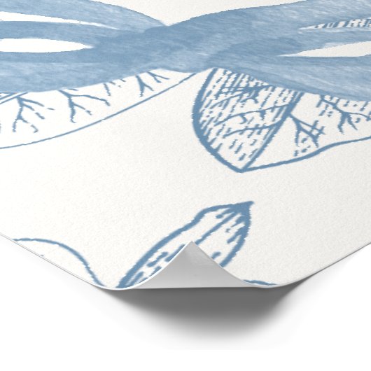 Blue Toile Teddy Bear Baby shower Welkomstbord Poster (Hoek)