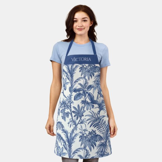 Blue Toile Tropical Boho Palm Tree Personalized Schort (Gedragen)