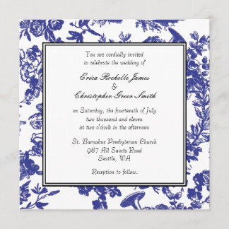 Blue Toile Wedding Uitnodiging