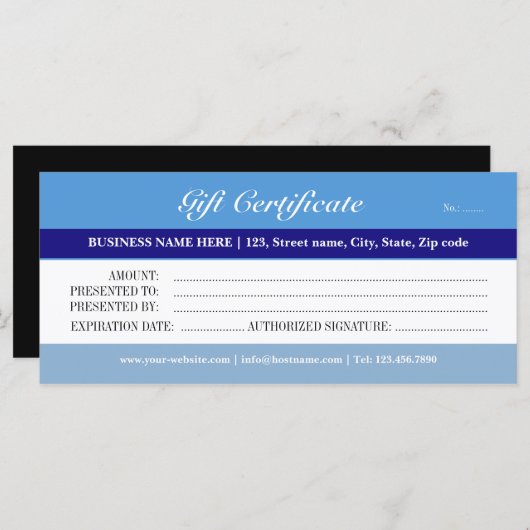 Blue Tones Cadeaubon (Voorkant / Achterkant)