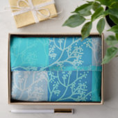 Blue Tones Foliage Plaids Design Tissuepapier (Geschenk)