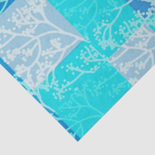 Blue Tones Foliage Plaids Design Tissuepapier (Detail)