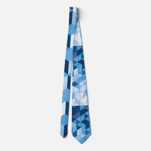 Blue Tones Geometric Shaptern Pattern Stropdas (Achterkant)