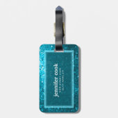Blue Tones Retro Glitter en Sparkles 2 Bagagelabel (Achterkant verticaal)