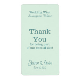 Blue Tones Wedding Wine Dank je Etiket