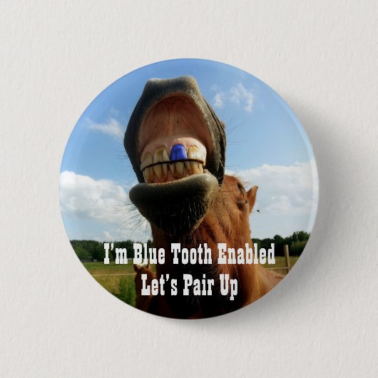Blue Tooth Enabled Horse Ronde Button 5,7 Cm (Voorkant)