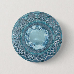 Blue Topaz en Cut Glass Ronde Button 5,7 Cm