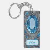 Blue Topaz en Silver Geïnspireerde Sleutelhanger ( (Voorkant Links)