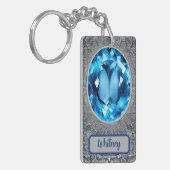 Blue Topaz en Silver Geïnspireerde Sleutelhanger ( (Voorkant Links)