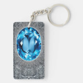 Blue Topaz en Silver Geïnspireerde Sleutelhanger ( (achterkant)
