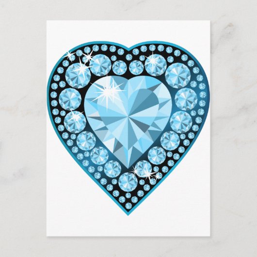 Blue Topaz Gem Heart Briefkaart (Voorkant)