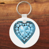 Blue Topaz Gem Heart Sleutelhanger (Voorkant)