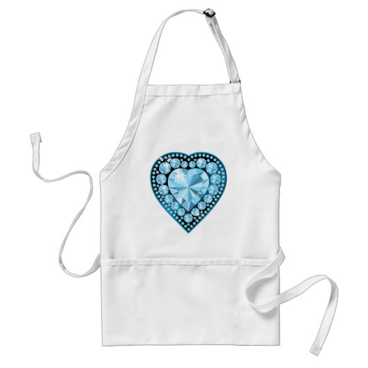 Blue Topaz Gem Heart Standaard Schort (Voorkant)