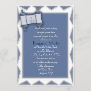 Blue Torah Bar Mitzvah Uitnodiging