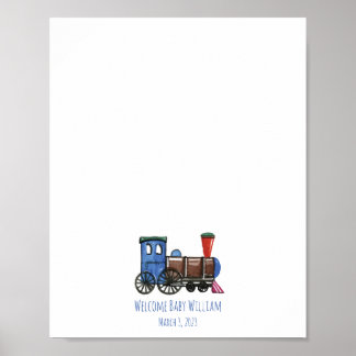 Blue Toy Train Fingerprint Livre d'or