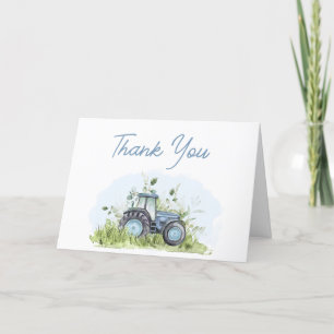Blue Tractor Baby shower Bedankkaart