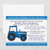 Blue Tractor Baby shower Invitation Kaart (Voorkant / Achterkant)