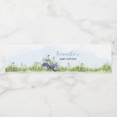 Blue Tractor Baby shower Waterfles Etiket (Enkel label)