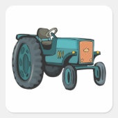 Blue Tractor Boerderij Life Vierkante Sticker (Voorkant)