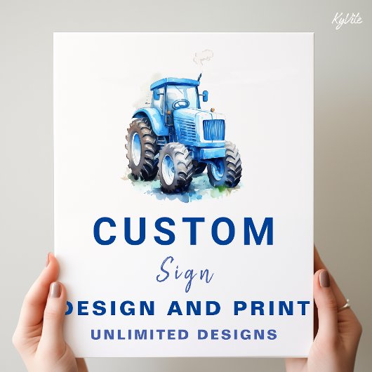 Blue Tractor Custom gepersonaliseerd verjaardagste Poster