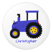 Blue Tractor Design Personalised Keramische Knop (Voorkant)