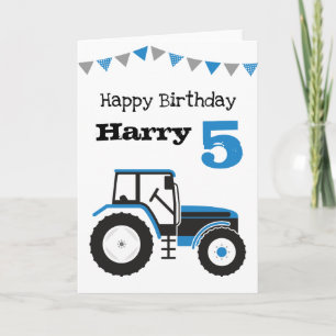 Blue Tractor Gepersonaliseerde leeftijd Verjaardag Kaart