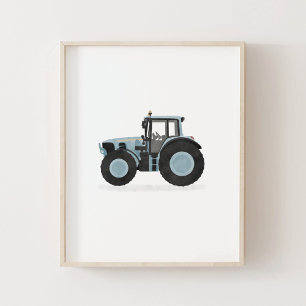 Blue Tractor Kinder Room Decor Poster