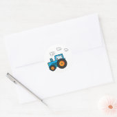 Blue Tractor Ronde Sticker (Envelop)