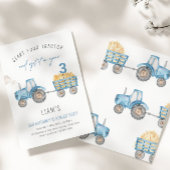 Blue Tractor & Trailer voor elk verjaardagsfeestje Kaart