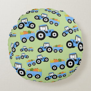 Blue Tractor Truck Boerderij Produce Rond Kussen