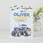 Blue Tractor Verjaardagsfeestje Kaart (Staand voorkant)