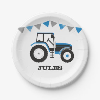 Blue Tractor Verjaardagsfeestje Papier Bord