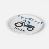 Blue Tractor Verjaardagsfeestje Papier Bord (Gekanteld)