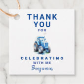Blue Tractor Verjaardagsplein Favor Gift Label (Voorkant)