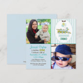 Blue Train 2 Photo Kids - Invitation d'anniversair (Devant / Derrière)