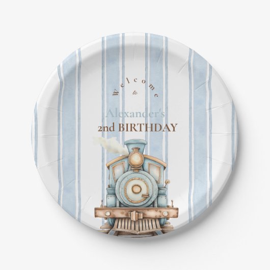 Blue Train 2e verjaardag Papieren Bordje (Voorkant)