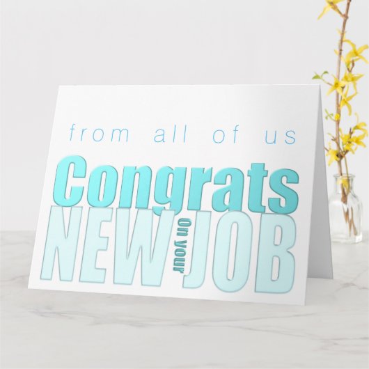 Blue Transparency Nouveau job Félicitations Carte  (Fleur jaune)