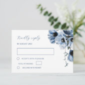 Blue Transparent Flower RSVP Kaartje (Staand voorkant)