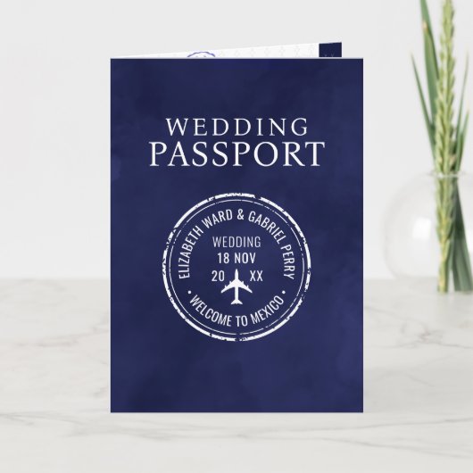 Blue Travel Destination Wedding Passport (Voorkant)