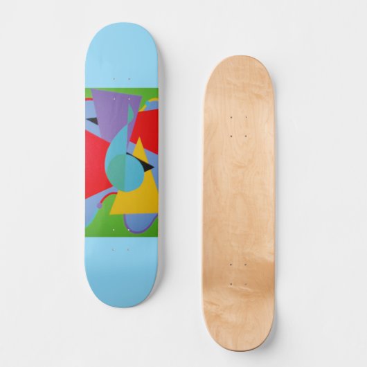 Blue Treble Clef Abstract Skateboard (Voorkant)
