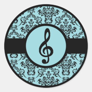Blue Treble Clef Ronde Sticker