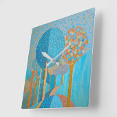 Blue Tree Abstracte wandklok Vierkante Klok (Hoek)